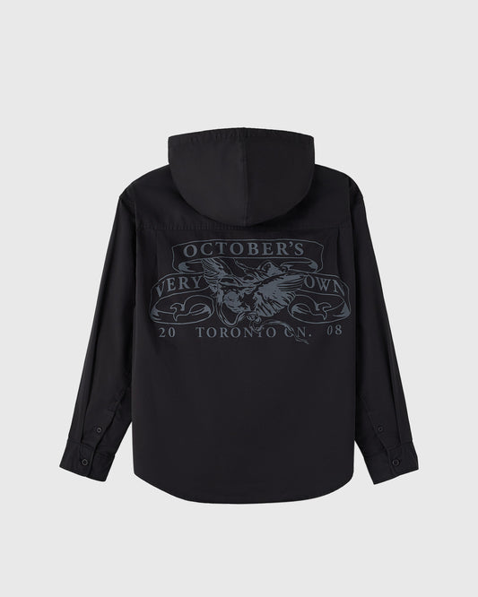 Chemise boutonnée à capuche - Noir