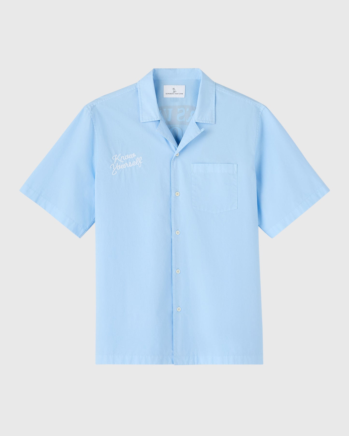 Pom Pom Banner Camp Shirt - Light Blue