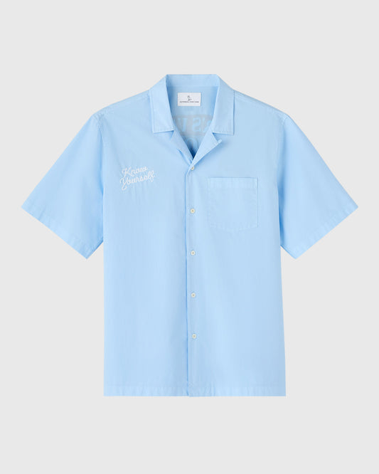 Pom Pom Banner Camp Shirt - Light Blue
