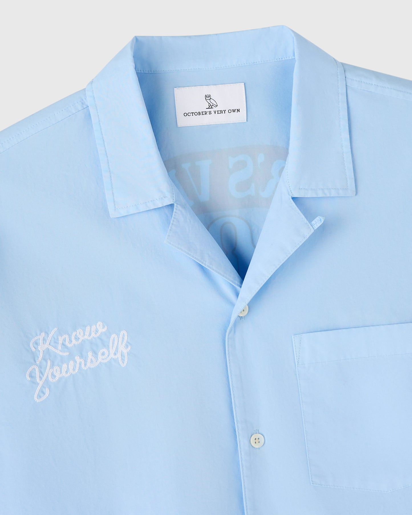 Pom Pom Banner Camp Shirt - Light Blue
