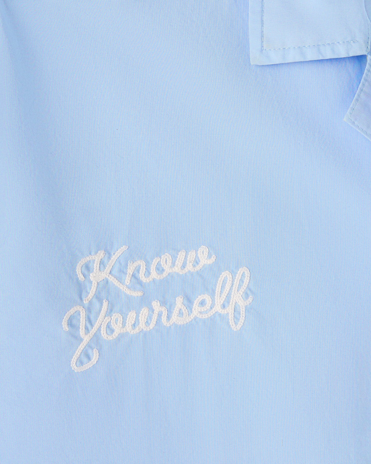 Pom Pom Banner Camp Shirt - Light Blue