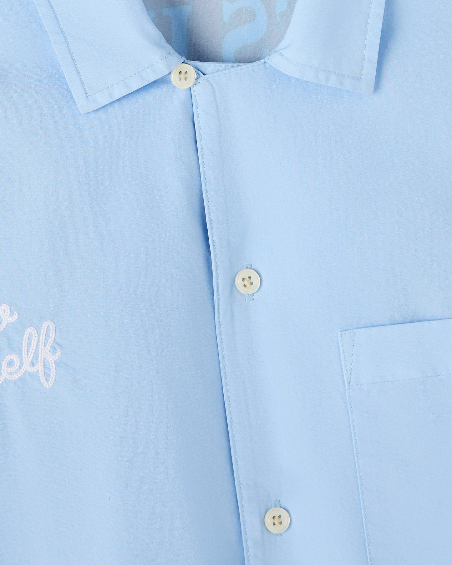 Pom Pom Banner Camp Shirt - Light Blue