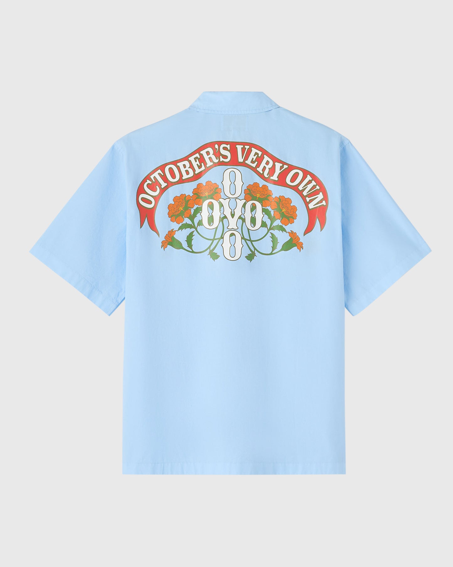Pom Pom Banner Camp Shirt - Light Blue