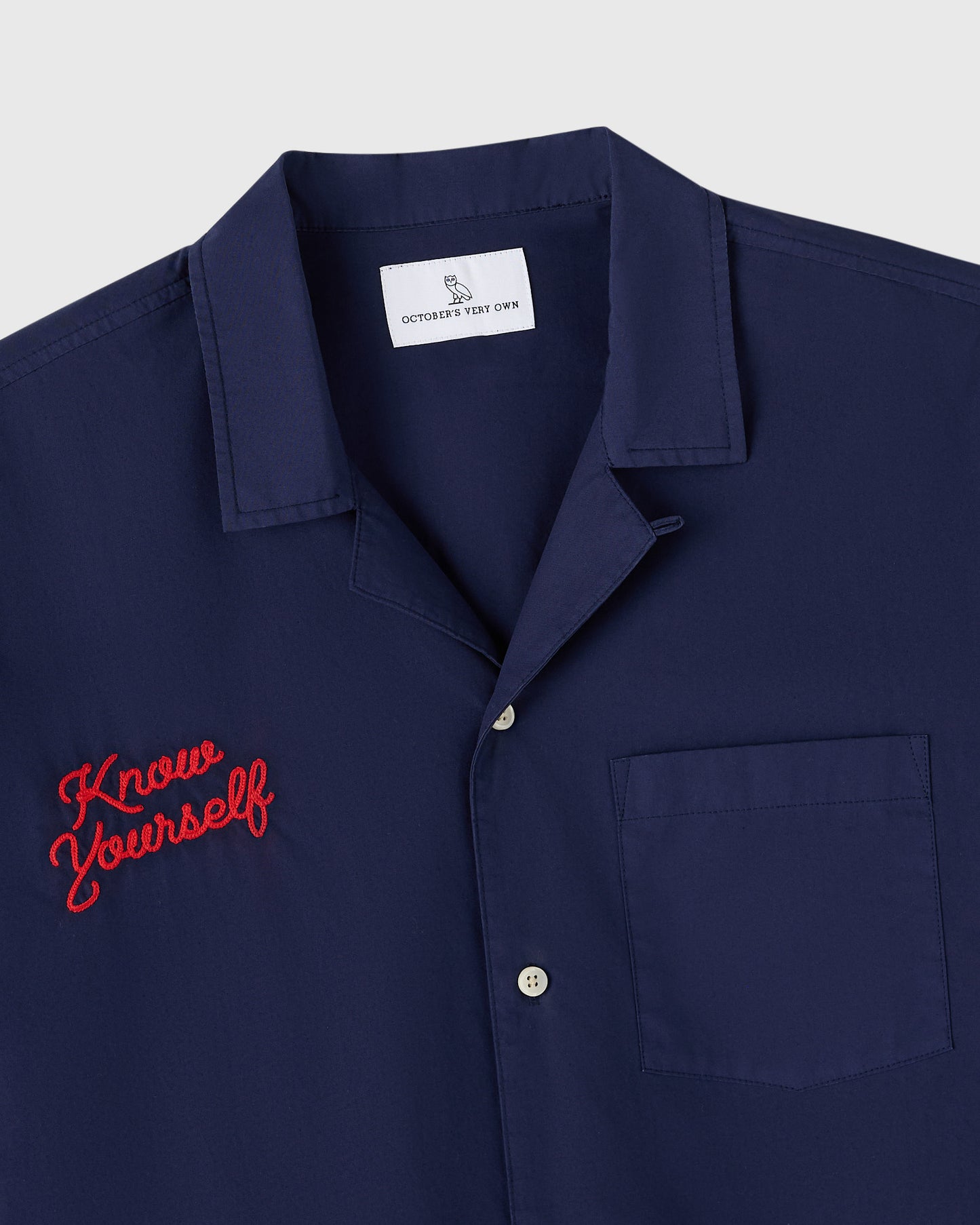 Pom Pom Banner Camp Shirt - Navy