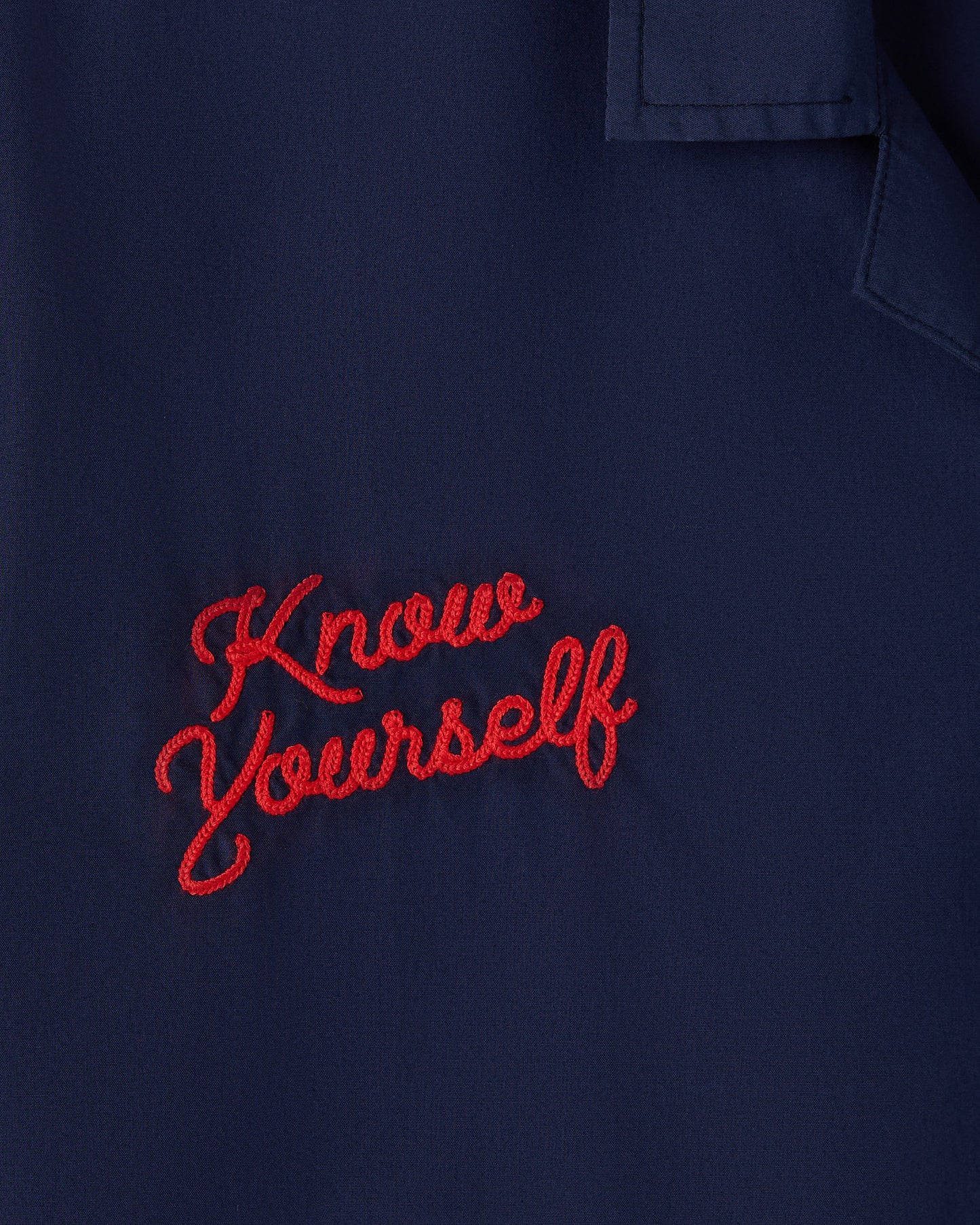 Pom Pom Banner Camp Shirt - Navy