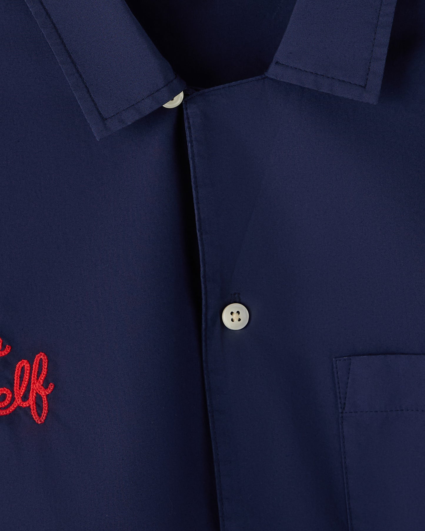 Pom Pom Banner Camp Shirt - Navy