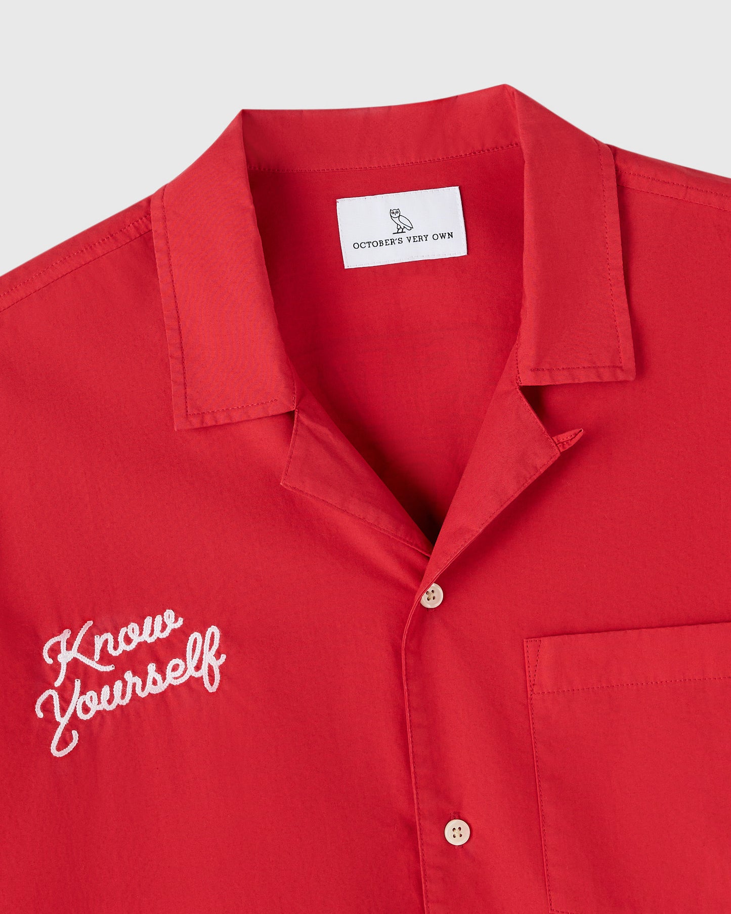 Pom Pom Banner Camp Shirt - Red