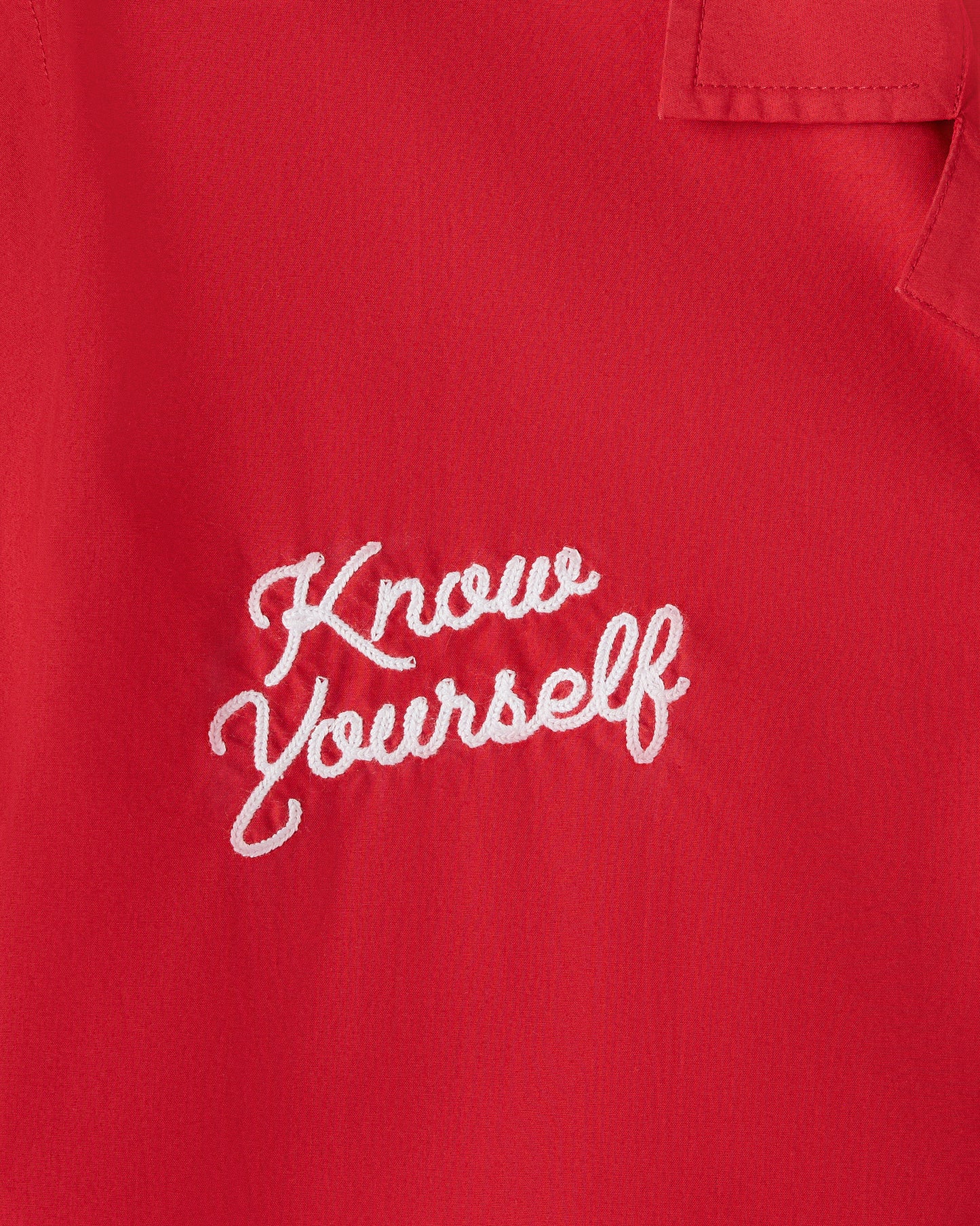 Pom Pom Banner Camp Shirt - Red