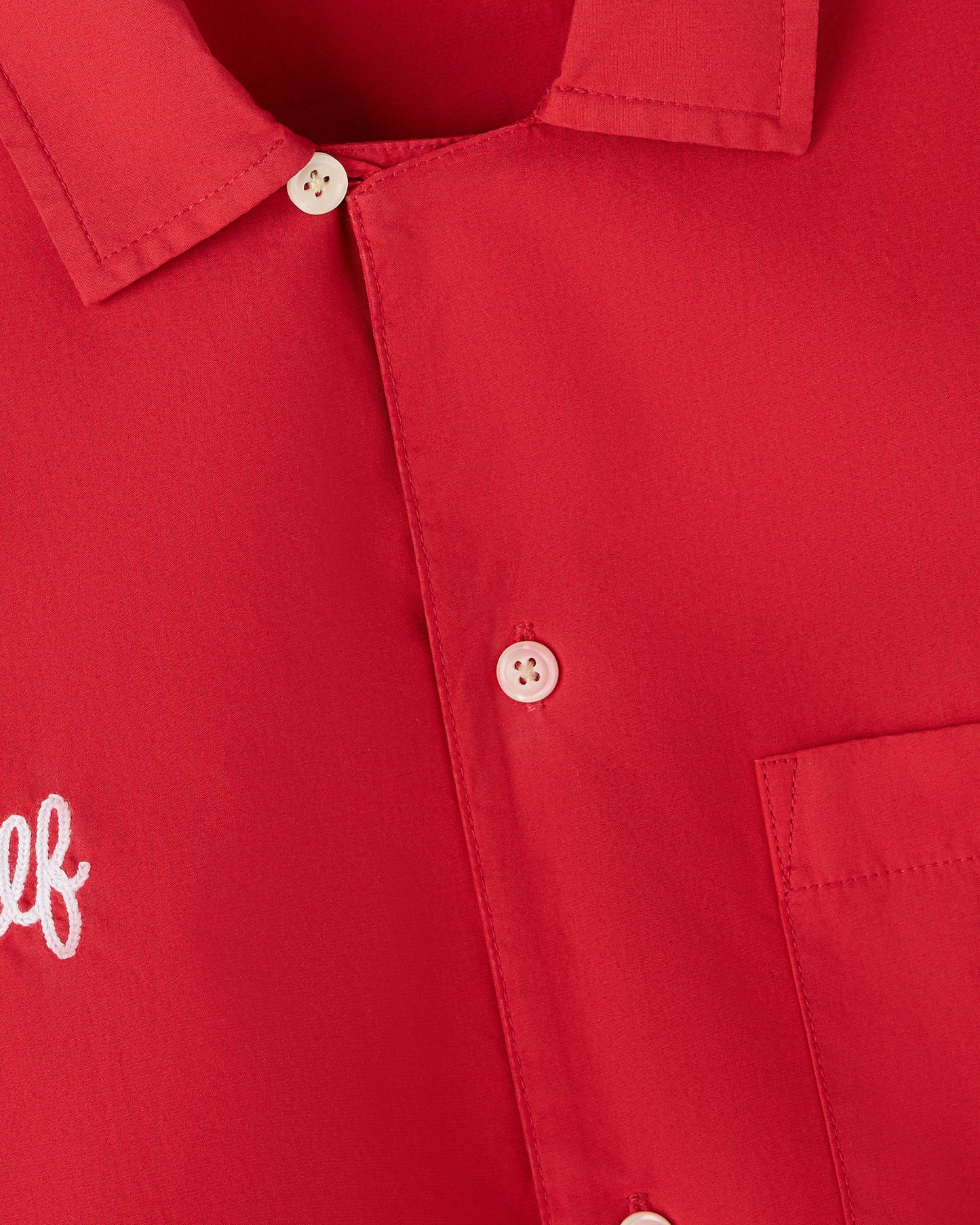 Pom Pom Banner Camp Shirt - Red