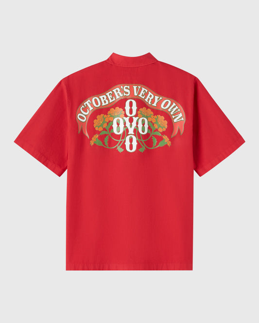 Pom Pom Banner Camp Shirt - Red