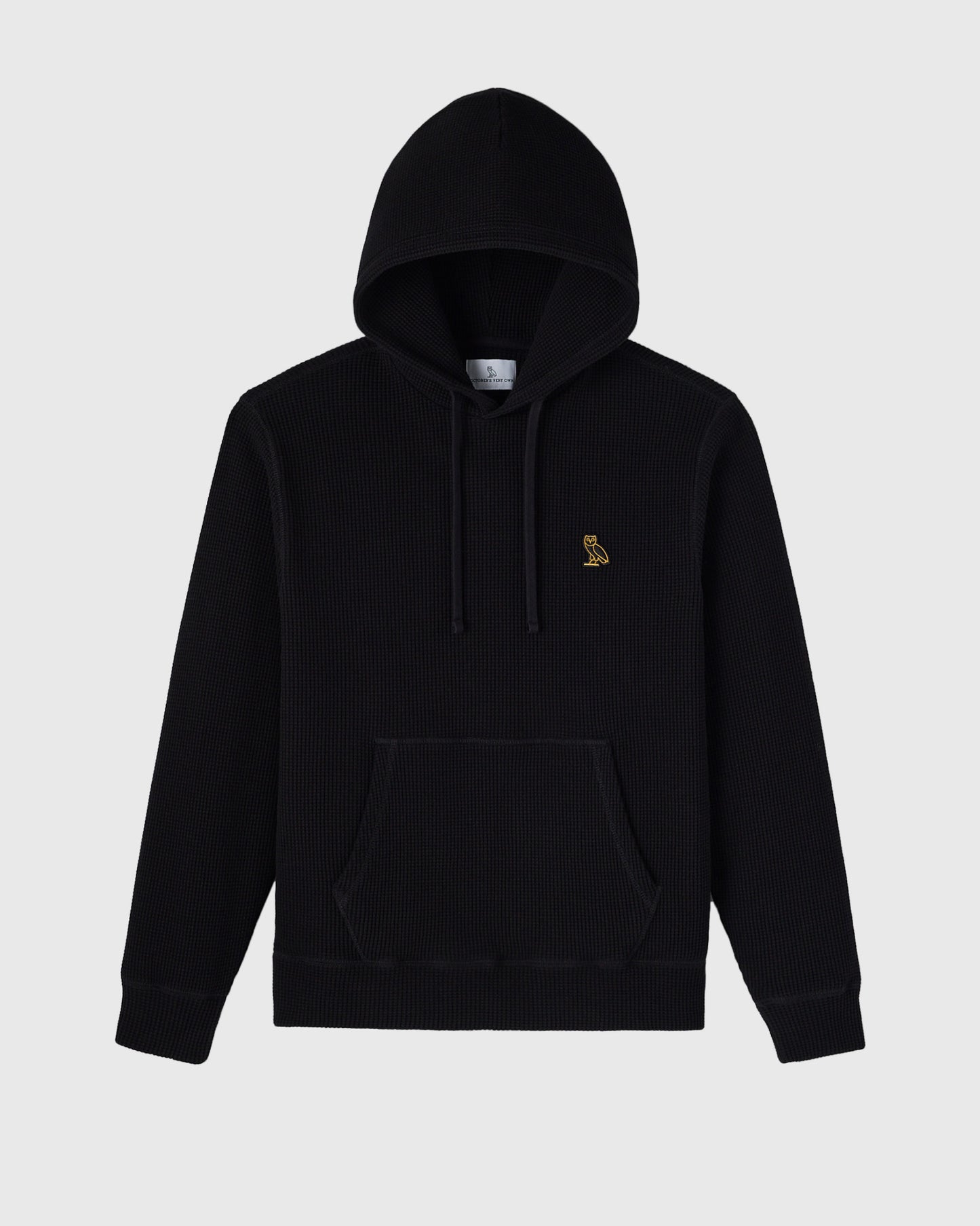 Jersey Lined Waffle Hoodie - Black