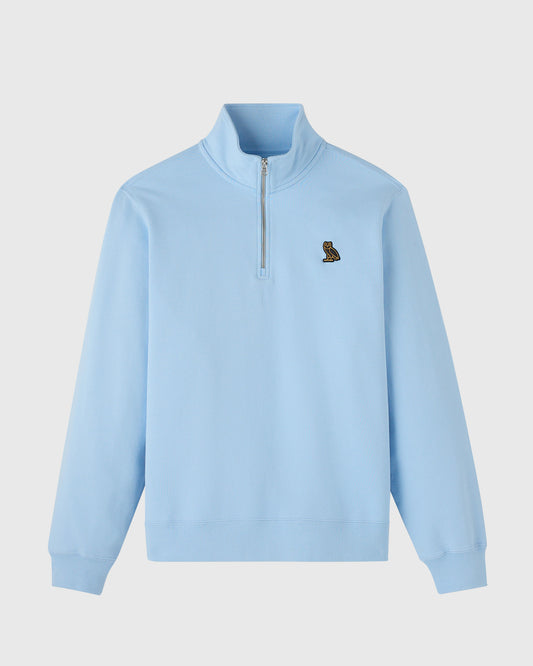 Classic Quarter-Zip Mockneck Sweatshirt - Light Blue