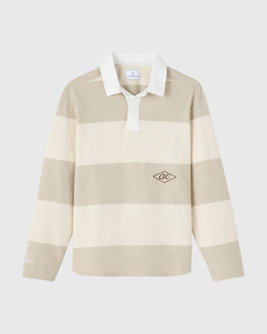 Natural Yarn Stripe Rugby Polo - Natural
