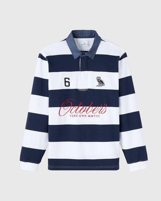 Stripe Script Rugby Polo - Royal Navy