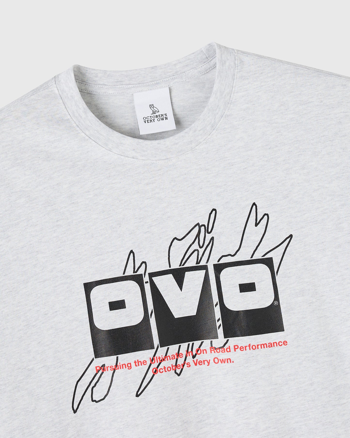 T-SHIRT GRAPHIQUE OVO MOTO - GRIS CHINÉ