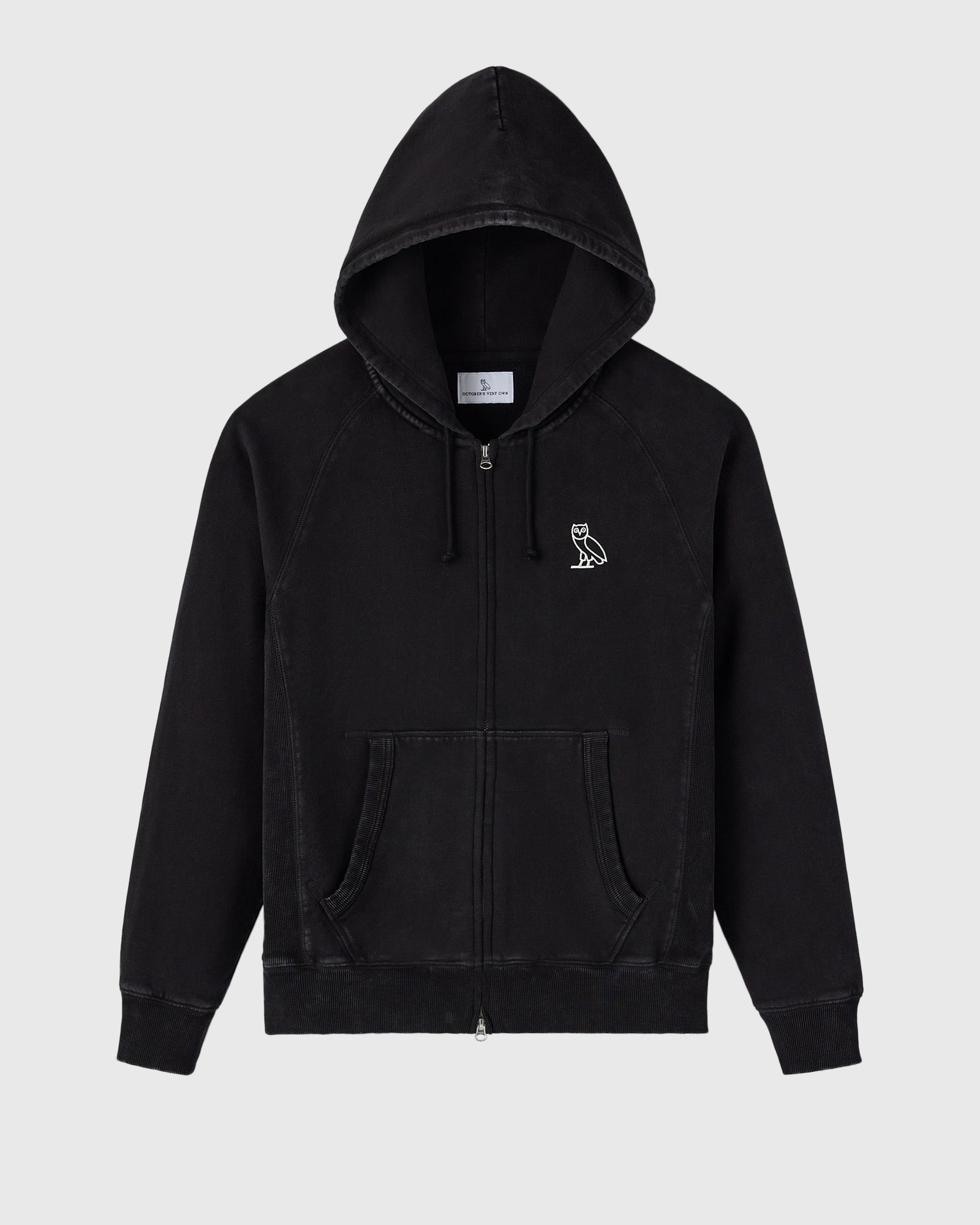Muskoka Raglan Full-Zip Hoodie - Garment Dyed Black – October's