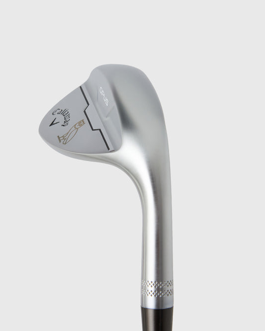 Callaway Laser Logo Opus brushed chrome wedge with chrome finish shaft and textured grip.
