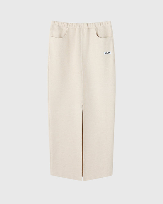 Double Knit Maxi Skirt - Heather Oatmeal