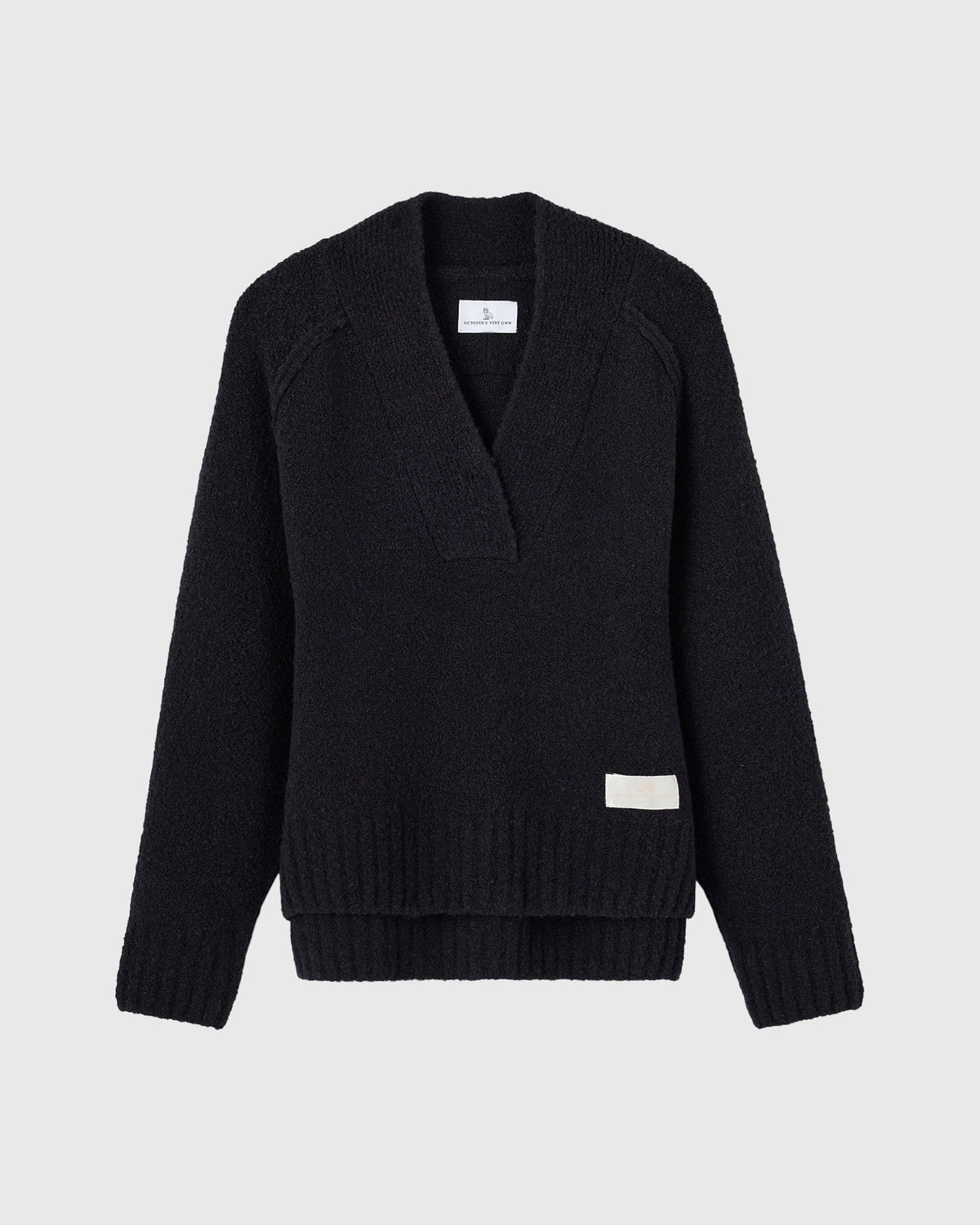 Luxe Boucle Shawl Sweater - Black