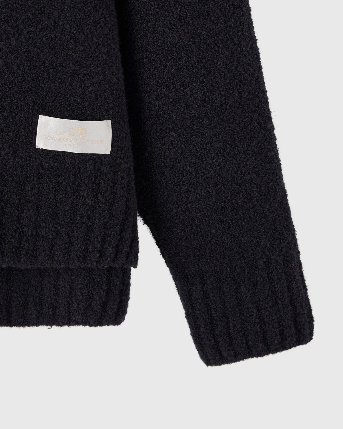 Luxe Boucle Shawl Sweater - Black