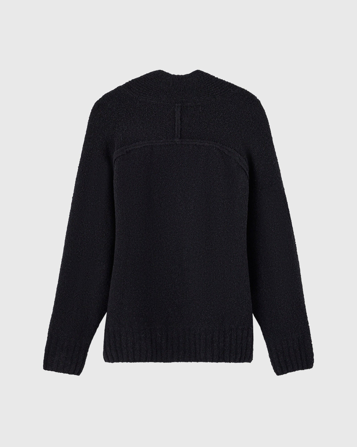 Luxe Boucle Shawl Sweater - Black