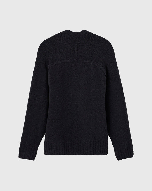 Luxe Boucle Shawl Sweater - Black