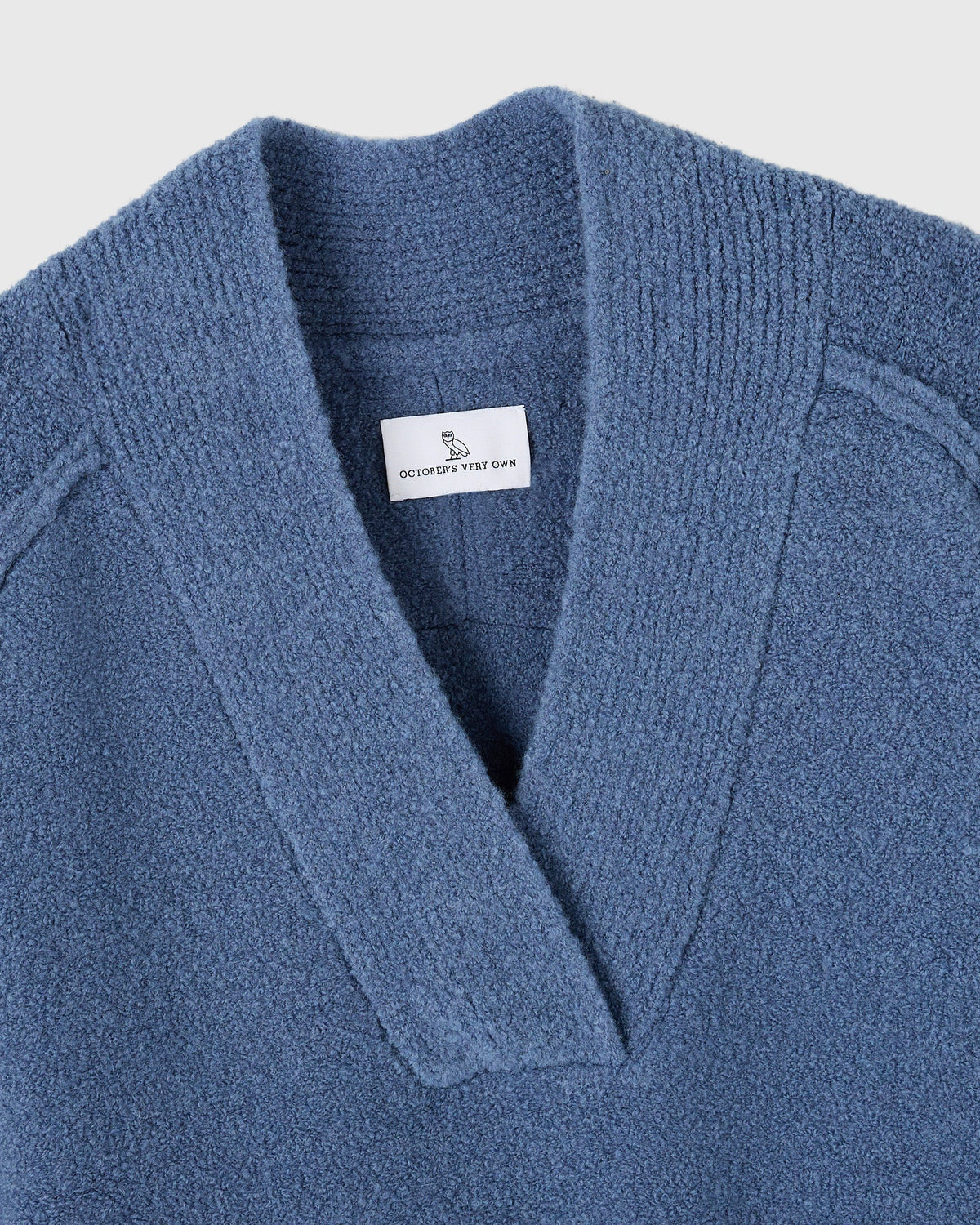 Luxe Boucle Shawl Sweater - Ripple Blue