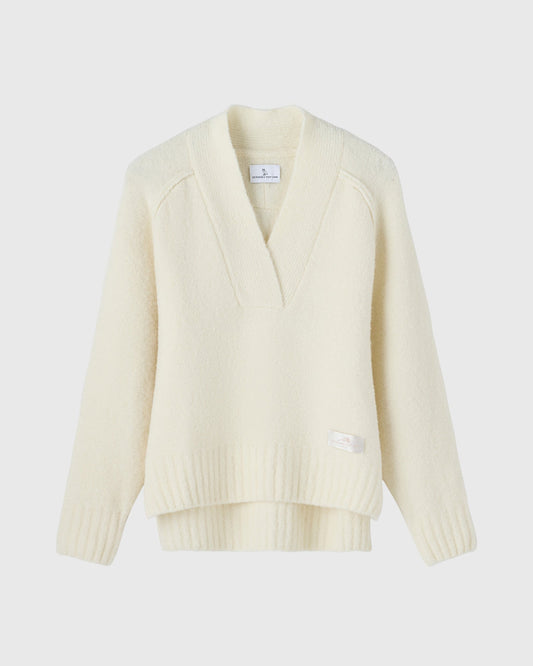 Luxe Boucle Shawl Sweater - Cream