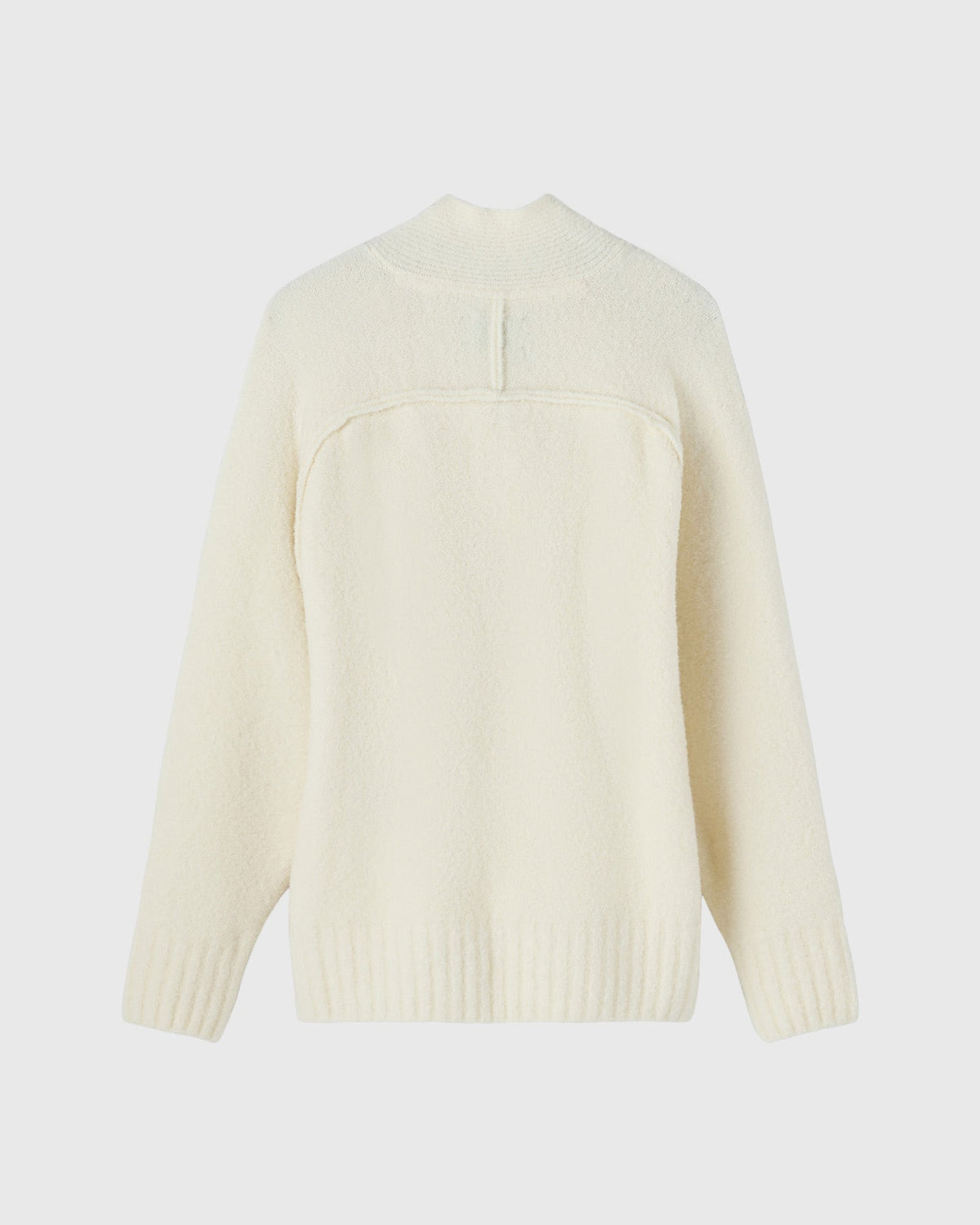 Luxe Boucle Shawl Sweater - Cream