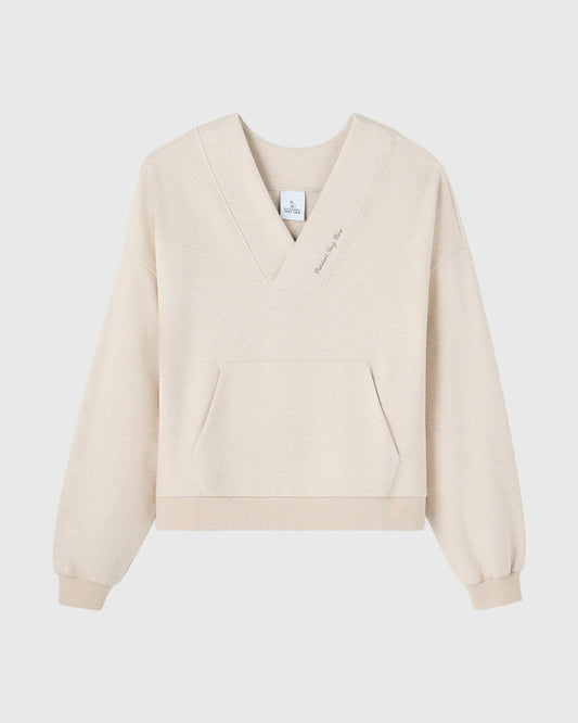 Luxe Knit Shawl Pullover - Heather Oatmeal