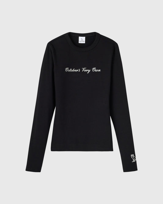Script  Long-Sleeve Tee - Black