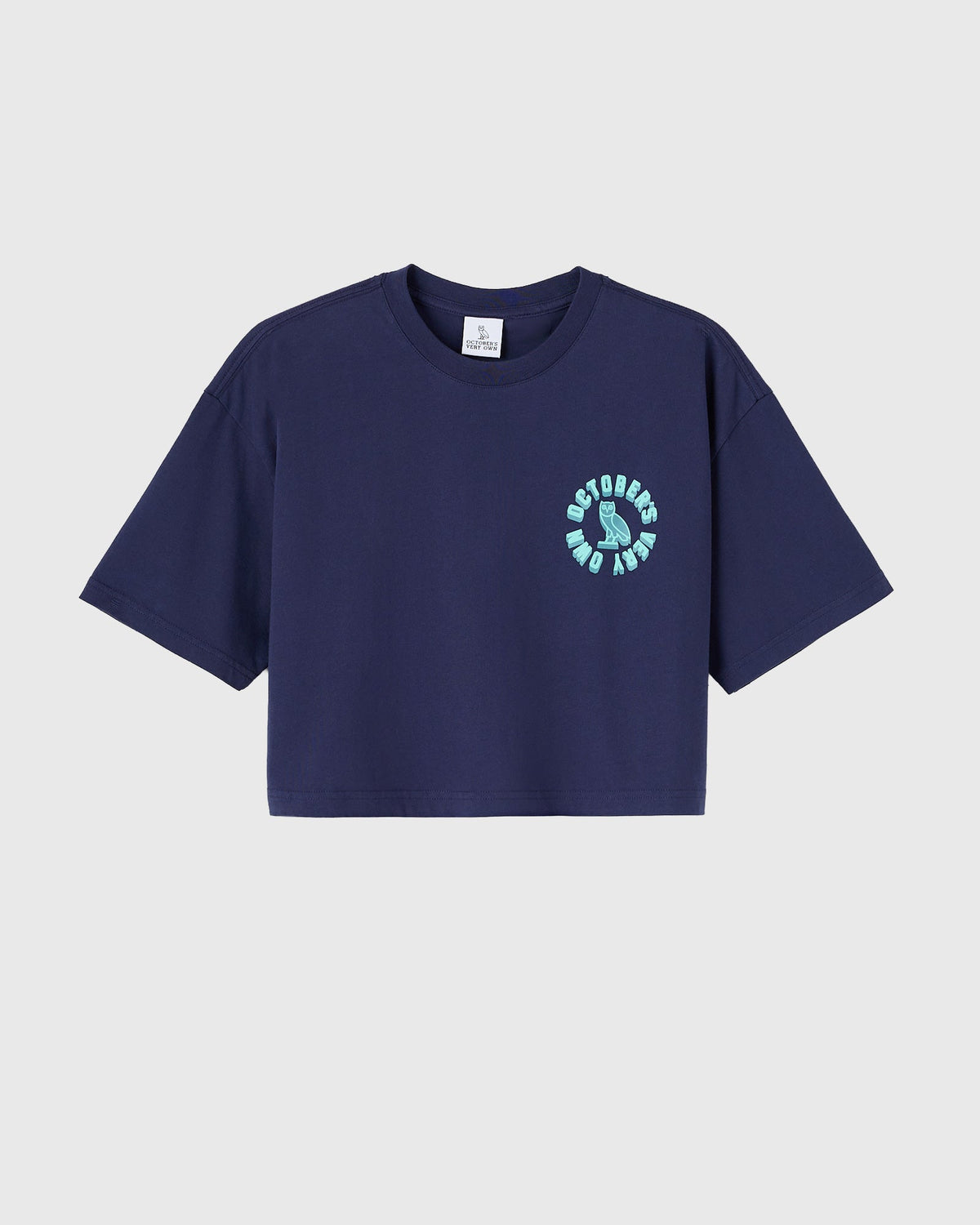Circle Wordmark Cropped Tee - Navy