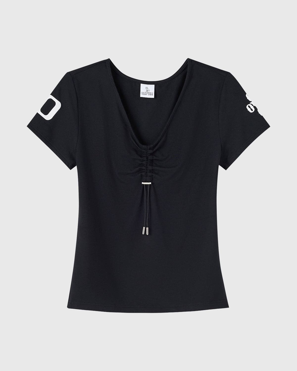 Cinched Pom Pom Tee - Black