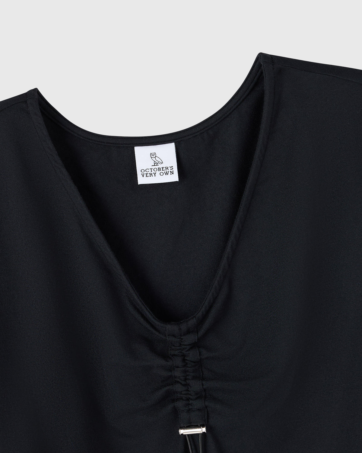 Cinched Pom Pom Tee - Black