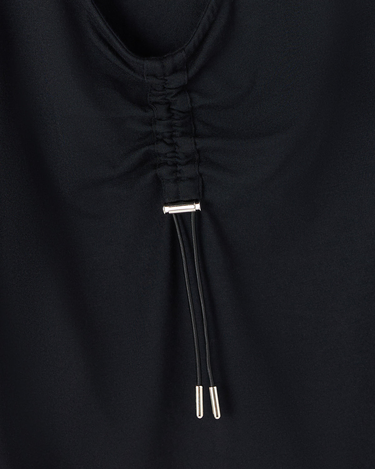 Cinched Pom Pom Tee - Black