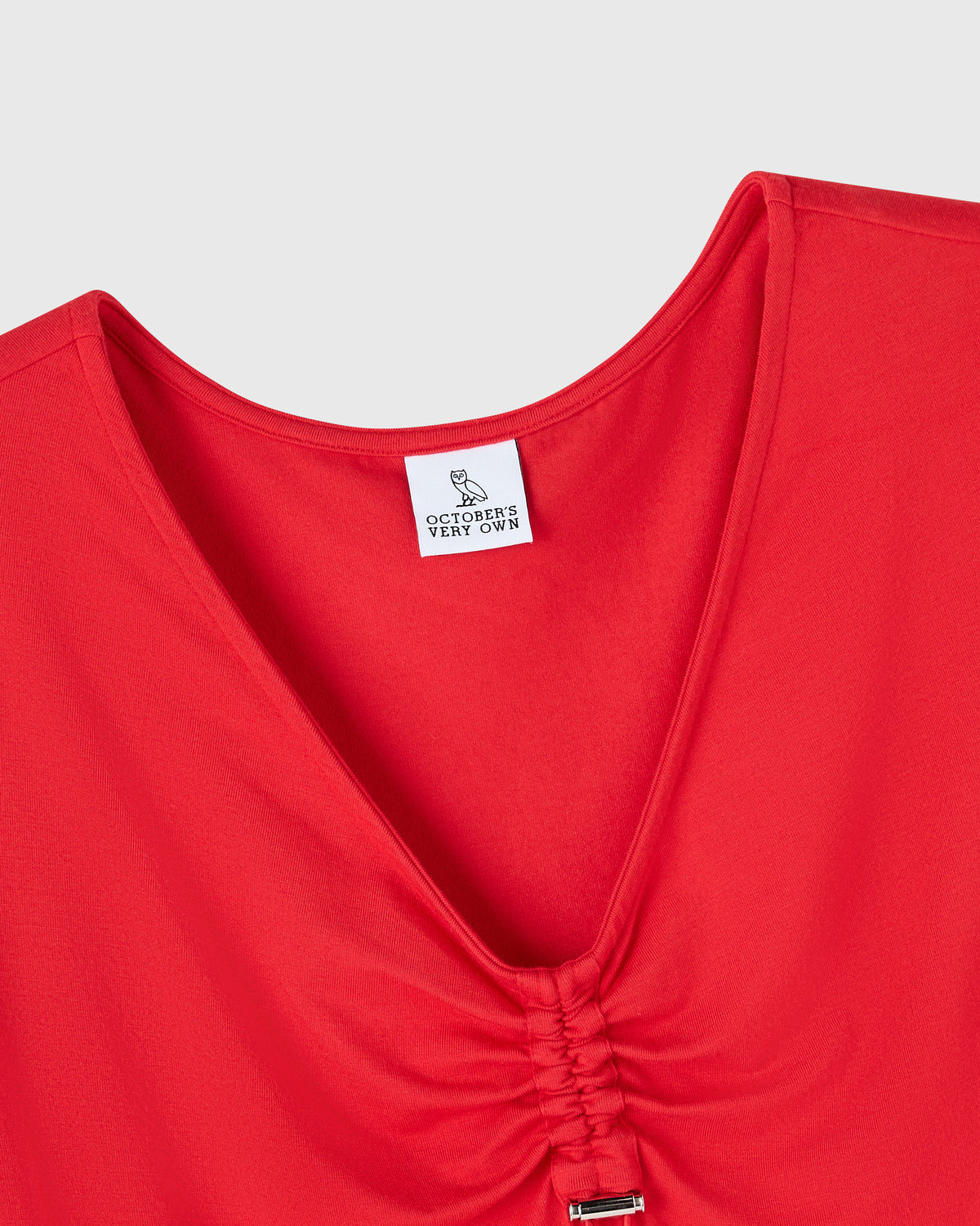 Cinched Pom Pom Tee - Red