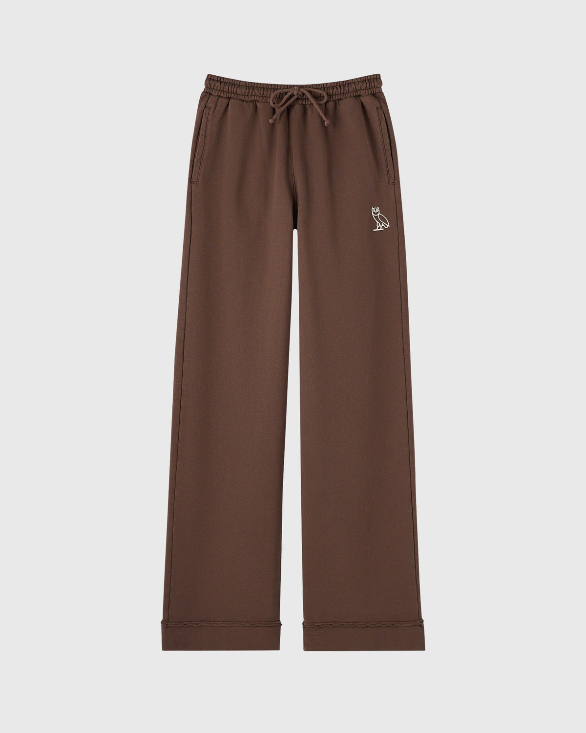 Raw Edge Open-Hem Sweatpant - Fern Brown