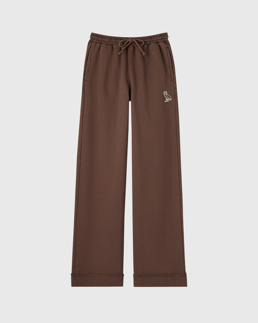 Raw Edge Open-Hem Sweatpant - Fern Brown