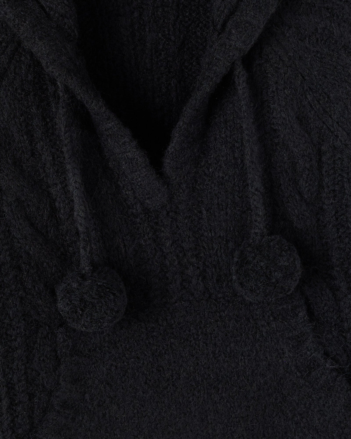 Cable Knit Hooded Sweater - Black