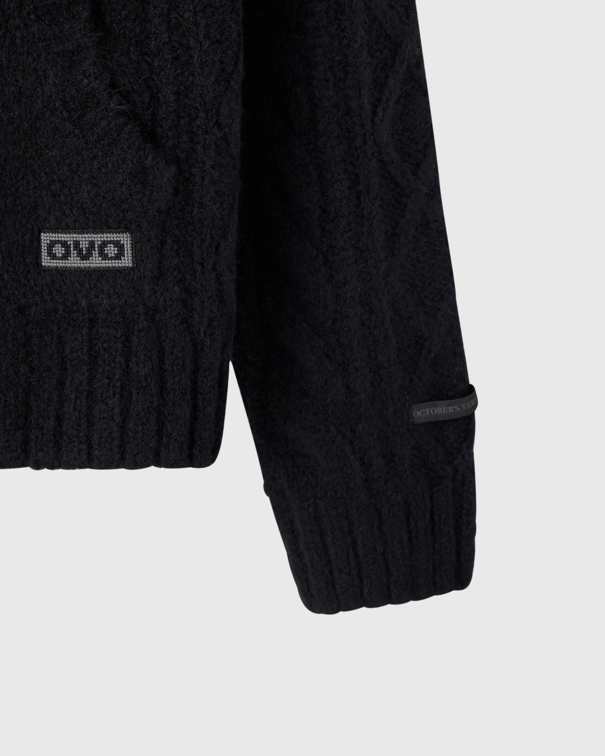 Cable Knit Hooded Sweater - Black