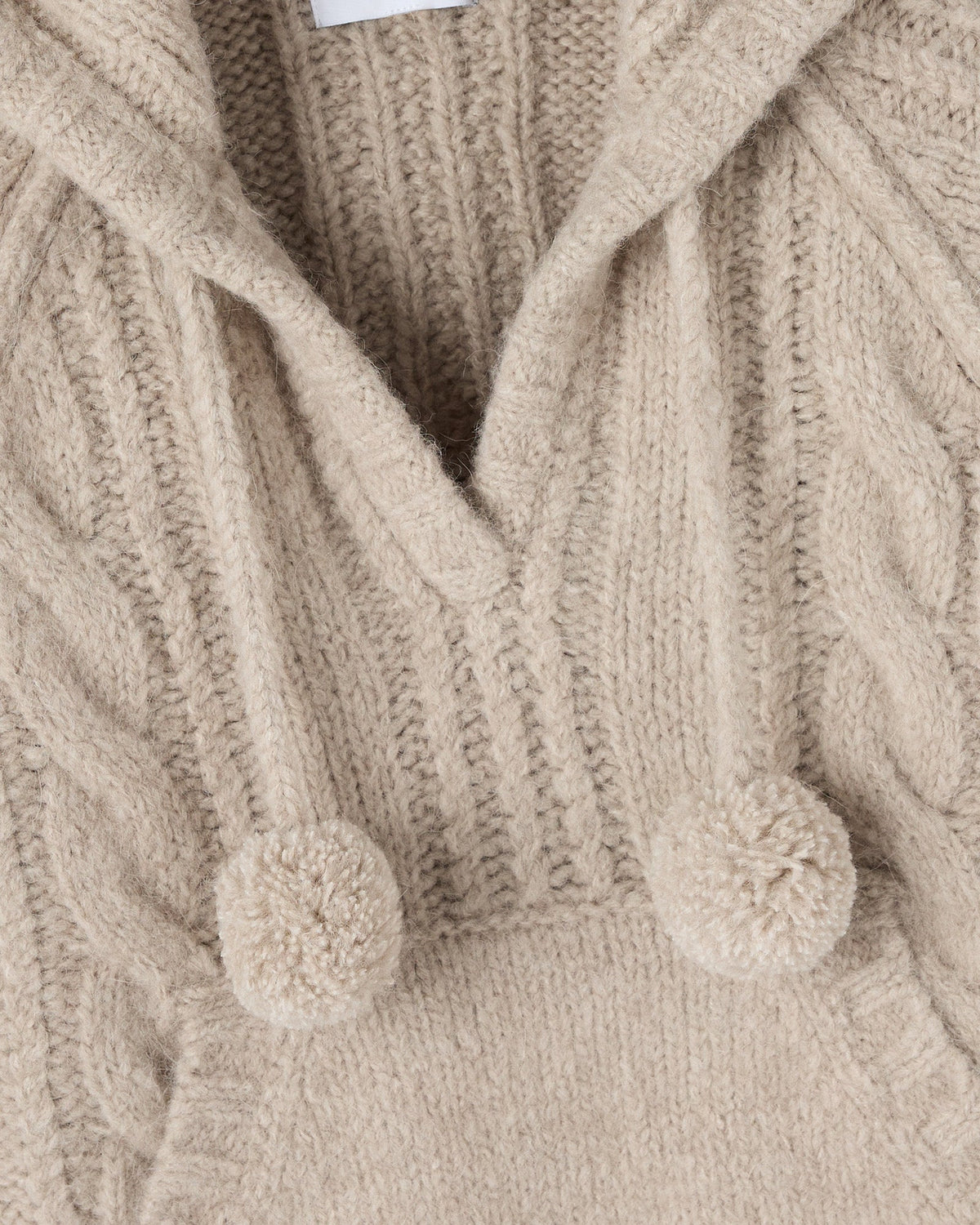 Cable Knit Hooded Sweater - Camel