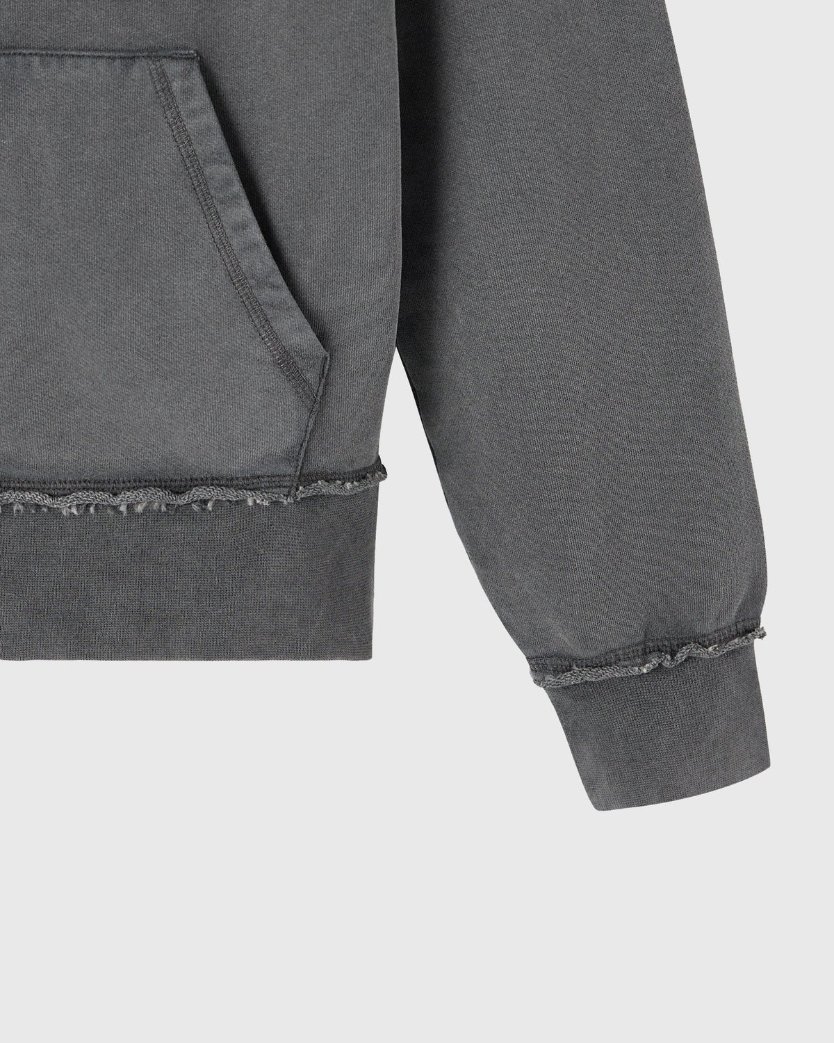 Raw Edge Full-Zip Hoodie - Black Sand